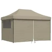 vidaXL Tente de réception pliable Pop-Up avec 4 panneaux latéraux Taupe