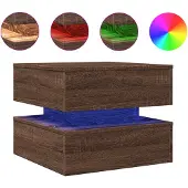 vidaXL Table basse avec lampes LED aspect chêne brun 50x50x40 cm