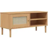 vidaXL Armoire TV SENJA aspect rotin brun 106x40x49 cm Bois de pin