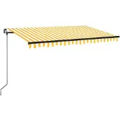 vidaXL Auvent extensible manuellement avec LED 400x350 cm jaune et blanc