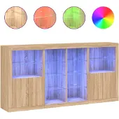 vidaXL Sideboard avec lampes LED Chêne Sonoma 202x37x100 cm