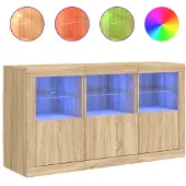 vidaXL Sideboard avec lampes LED Chêne Sonoma 123x37x67 cm