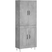 vidaXL Highboard gris béton 69,5x34x180 cm Bois composite