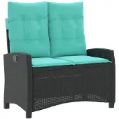vidaXL Banc de jardin Réglable avec coussins Noir Poly Rattan