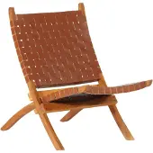 vidaXL Chaise Relax Pliable Marron Cuir Véritable