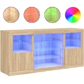 vidaXL Sideboard avec lampes LED Chêne Sonoma 142,5x37x67 cm