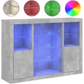 vidaXL Sideboards avec lampes LED 3 pcs. Gris béton Bois composite