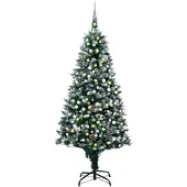vidaXL Arbre de Noël artificiel pré-éclairé/boules pommes de pin 240cm