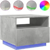 vidaXL Table basse avec lampes LED gris béton 50x49x40 cm