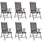 vidaXL Chaises de jardin pliantes 6 pcs. Textilène noir