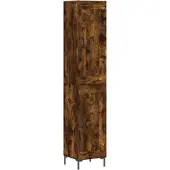 vidaXL Highboard chêne fumé 34,5x34x180 cm bois composite