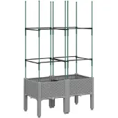 vidaXL Jardinière avec treillis gris clair 80x40x142,5 cm PP