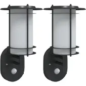 vidaXL Lampes murales d'extérieur avec détecteur de mouvement 2 pcs. noir acier inoxydable