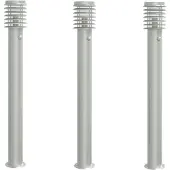 vidaXL Lampes de chemin avec détecteur de mouvement 3 pcs. argent 110cm acier inoxydable