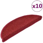 vidaXL Tapis d'escalier 10 pièces 56 x 17 x 3 cm Rouge Demi-rond