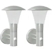 vidaXL Lampes murales extérieures avec détecteur de mouvement 2 pcs. argent Acier inoxydable