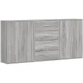vidaXL Sideboards 3 pcs. Gris Sonoma 60x31x84 cm Bois composite