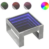 vidaXL Table basse avec Infinity-LED gris béton 50x53x30 cm