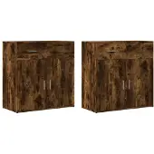 vidaXL Sideboards 2 pcs. Chêne fumé 79x38x80 cm Bois composite