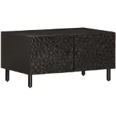 vidaXL Table basse noire 80x50x40 cm en bois massif de manguier