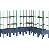 vidaXL Jardinière avec treillis bleu gris 200x160x142,5 cm PP