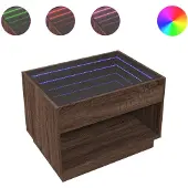 vidaXL Table basse avec Infinity-LED brun imitation chêne 70x50x50 cm