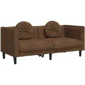 vidaXL Canapé 2 places avec coussins Marron Similicuir aspect daim