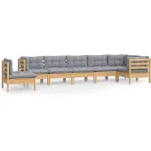 vidaXL Ensemble salon de jardin 8 pièces avec coussins gris pin massif