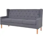 vidaXL Canapé à 3 places tissu gris
