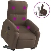vidaXL Fauteuil inclinable de massage marron tissu microfibre