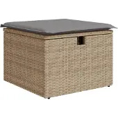 vidaXL Tabouret de jardin avec coussin beige 55x55x37cm résine tressée
