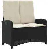vidaXL Banc de jardin Réglable avec coussins Noir Poly Rattan