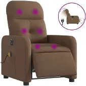 vidaXL Fauteuil de massage électrique Marron Tissu