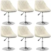 vidaXL Chaises de salle à manger 6 pcs. Pivotant Crème Velours