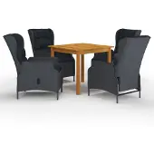 vidaXL Ensemble de jardin 5 pièces gris foncé