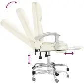 vidaXL Fauteuil de massage inclinable de bureau Crème Similicuir