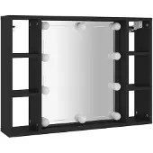 vidaXL Armoire de toilette avec LED noir 76x15x55 cm