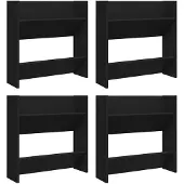 vidaXL Armoires à chaussures murales 4 pcs noir bois d'ingénierie