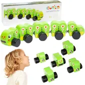 Cubika 15405 Chenille - jouet en bois avec aimants 5 pièces