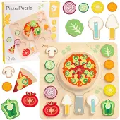 Classic World Puzzle de légumes trancheuse à pizza en bois 22 pièces.
