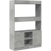 vidaXL Buffet haut gris béton 92x33x140 cm bois d'ingénierie