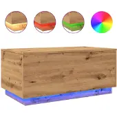 vidaXL Table basse avec lumières LED chêne artisanal 90x50x40 cm