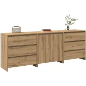vidaXL Sideboard 3 pcs. chêne artisan bois composite