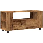 vidaXL Armoire TV à roulettes imitation vieux bois 102x34,5x43cm Matériau dérivé du bois