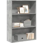 vidaXL Bibliothèque gris béton 80x30x114 cm bois d'ingénierie