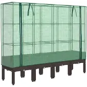 vidaXL Lit surélevé avec serre aspect rotin 160x40x140 cm