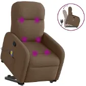 vidaXL Fauteuil de massage avec releveur Marron Tissu