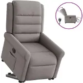 vidaXL Fauteuil relax avec releveur électrique Taupe Tissu