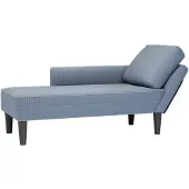 vidaXL Chaise longue avec coussin Bleu Tissu velours côtelé