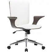 vidaXL Chaise de bureau pivotante Blanc Similicuir et bois courbé